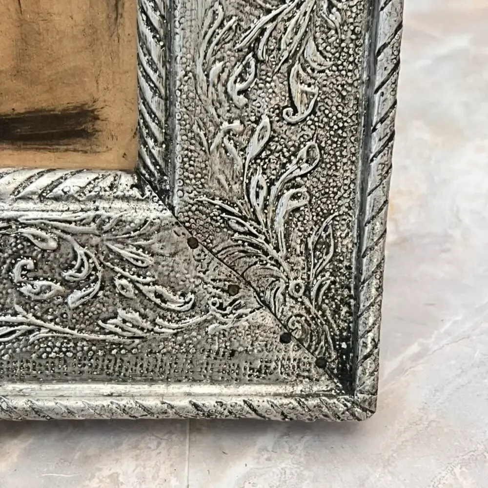 Silver Tone MCM Style Ornate Picture Frame Fits 5.5" x 3.5" Photos - Picture 4 of 14